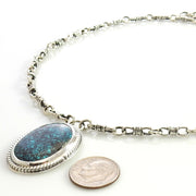 Beautiful 18" Inch Handmade Sterling Silver Blue Turquoise Adjustable Necklace