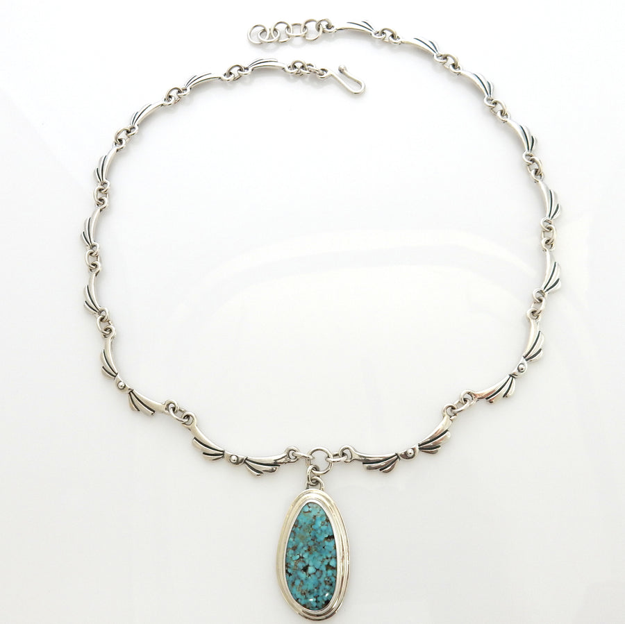 Beautiful Adjustable 20.5" Inch Handmade Sterling Silver Blue Natural Turquoise Necklace