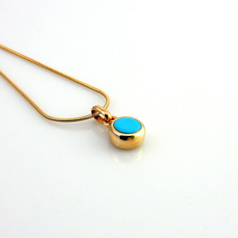 14kt Gold Sleeping Beauty Turquoise Inlay Pendant