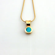 14kt Gold Sleeping Beauty Turquoise Inlay Pendant