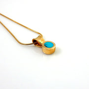 14kt Gold Sleeping Beauty Turquoise Inlay Pendant