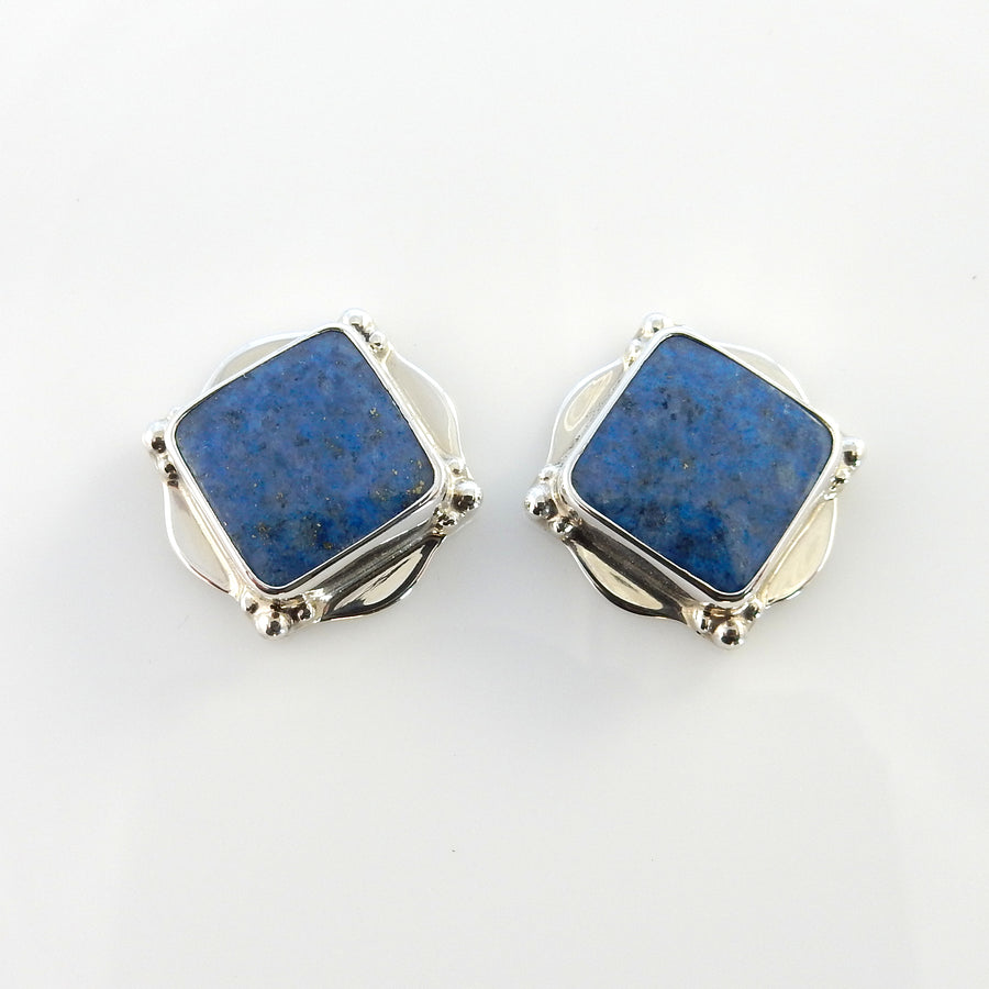 Southwestern Sterling Silver Denim Lapis Post Earrings