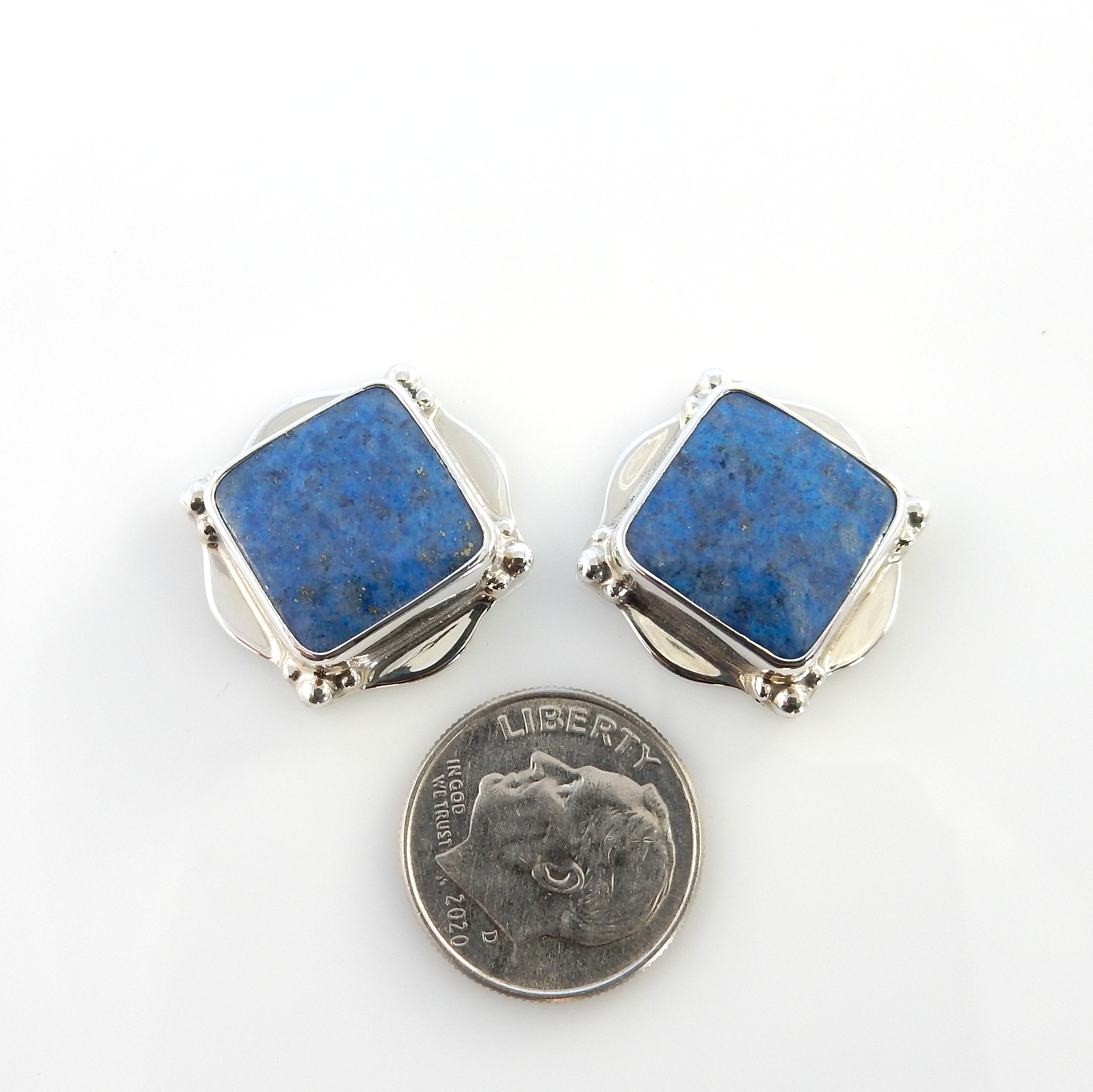 Southwestern Sterling Silver Denim Lapis Post Earrings