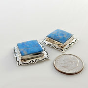 Sterling Silver Denim Lapis Southwestern Post Earrings