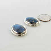 Sterling Silver Denim Lapis Oval Post Earrings