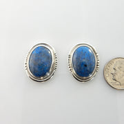 Sterling Silver Denim Lapis Oval Post Earrings