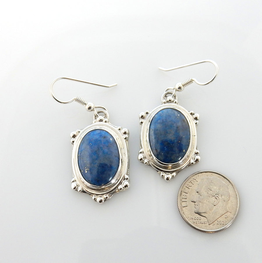 Sterling Silver Denim Lapis Dangle Earrings