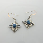 Sterling Silver Denim Lapis Zia Dangle Earrings