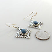 Sterling Silver Denim Lapis Zia Dangle Earrings