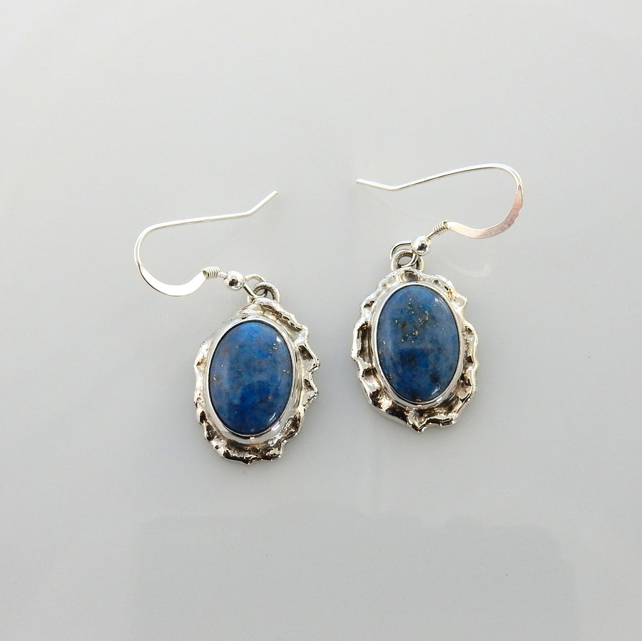 Sterling Silver Denim Lapis Dangle Earrings