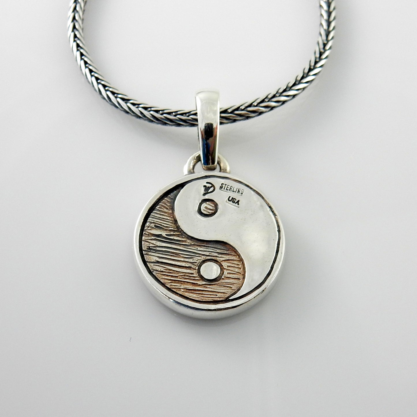 Black Onyx Red Jasper Silver Yin Yang Pendant