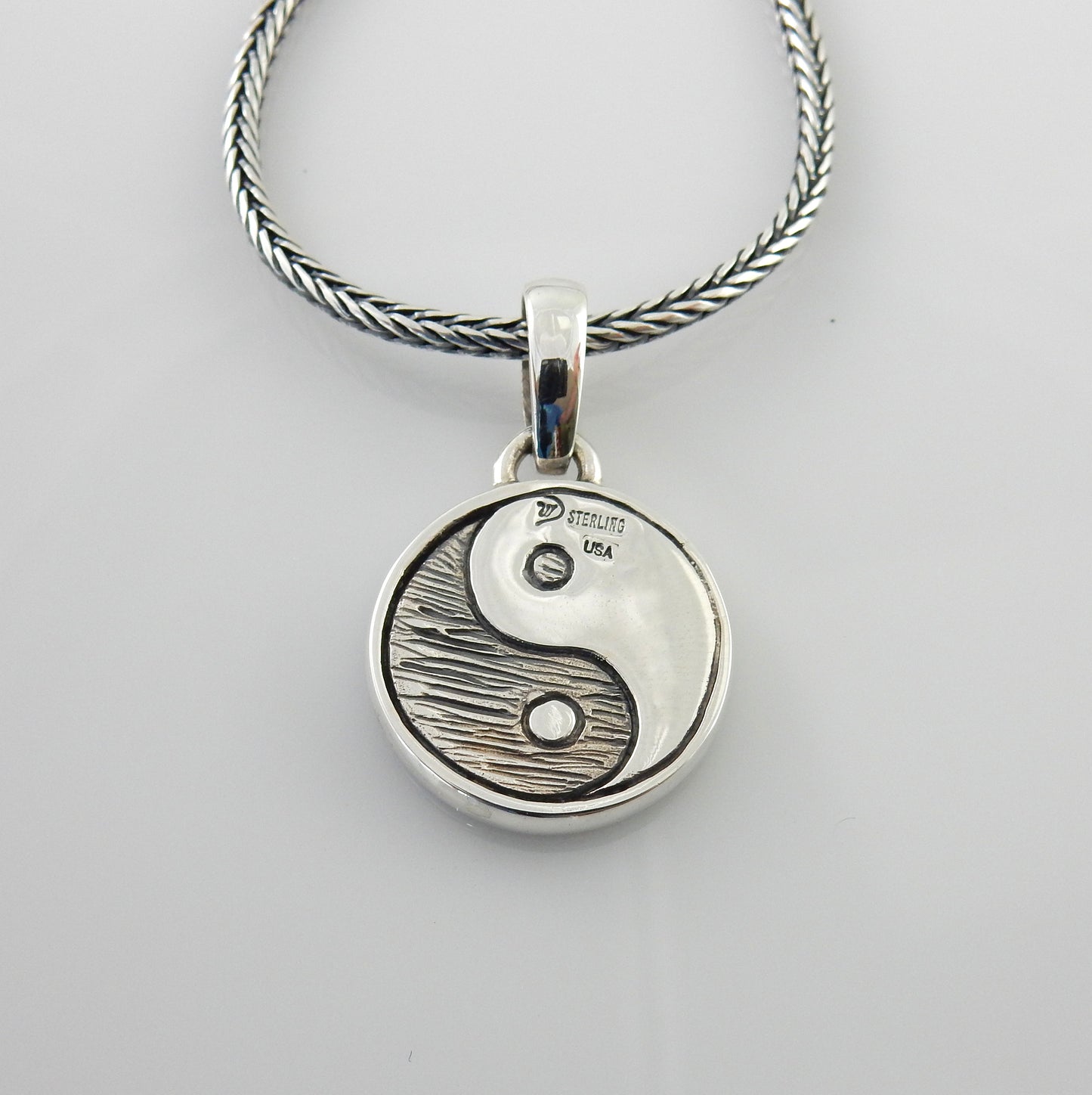 Black Onyx Silver Opal Yin Yang Pendant