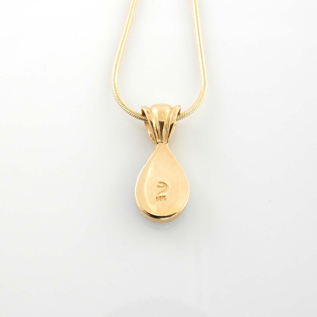 14kt Gold Blue Turquoise Inlay Teardrop Pendant - DeSantis