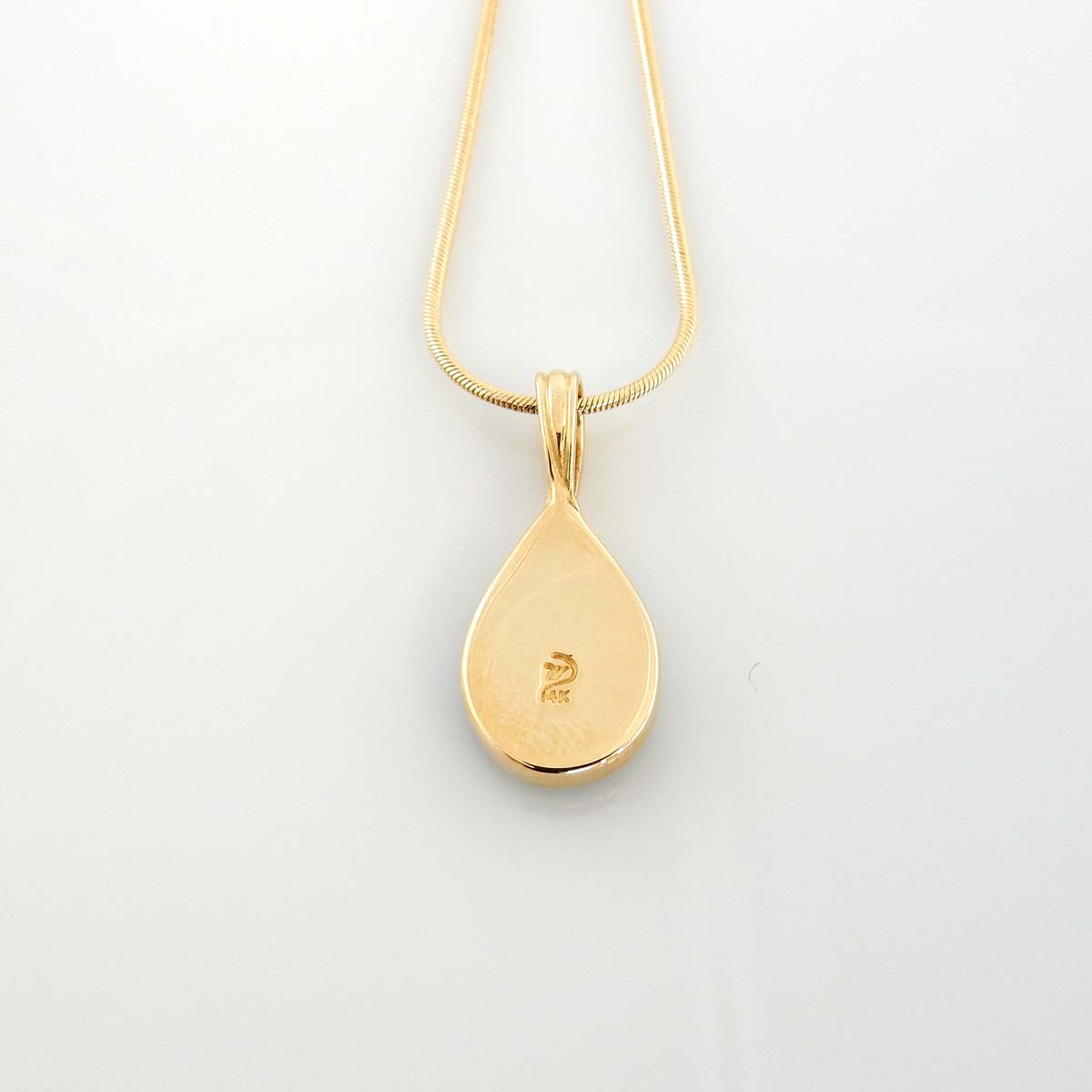 14kt Gold Blue Morenci Turquoise Inlay Teardrop Pendant - DeSantis