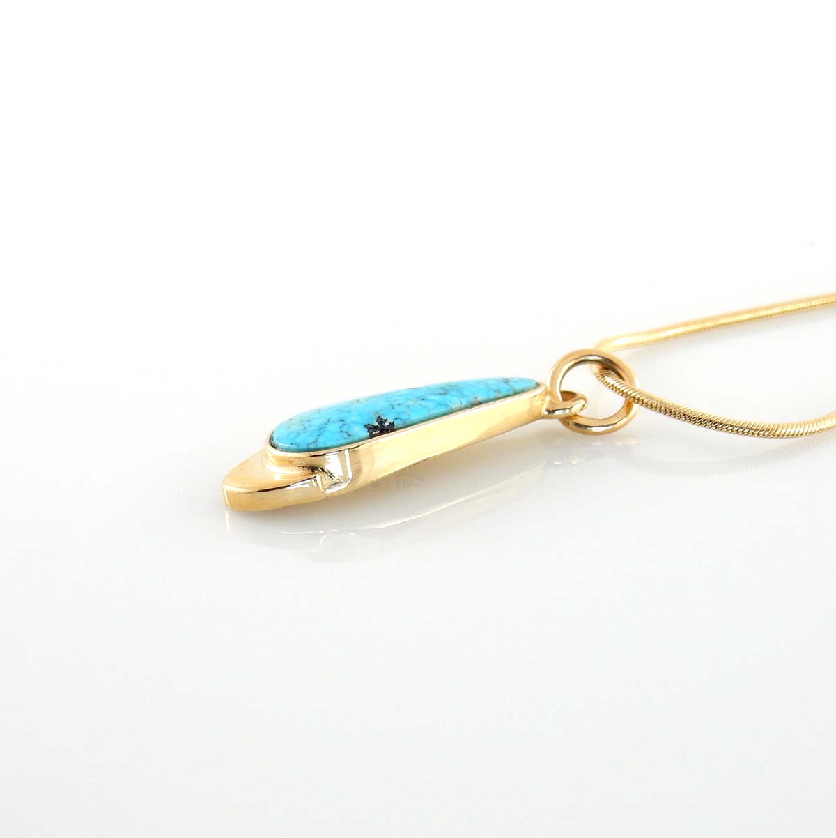 14kt Yellow Gold Blue Morenci Turquoise Inlay Pendant - DeSantis