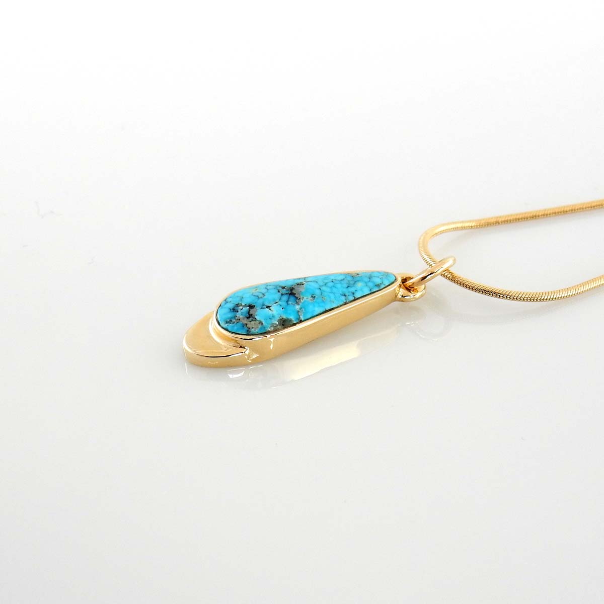 14kt Yellow Gold Morenci Turquoise Inlay Pendant - DeSantis