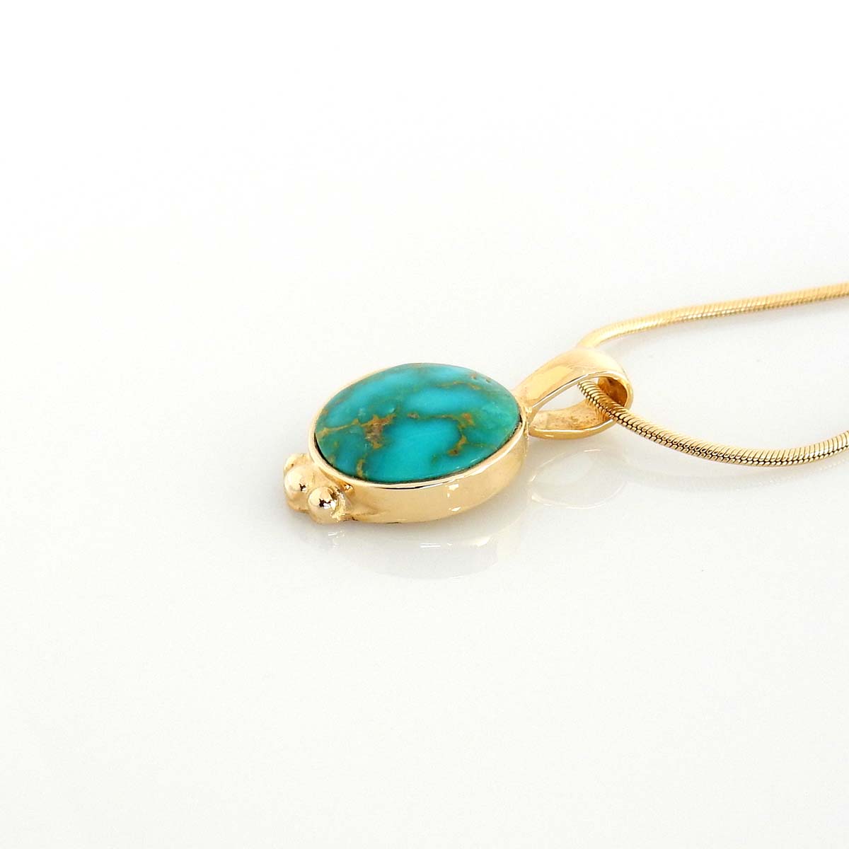 14kt Yellow Gold Turquoise Inlay Round Pendant - DeSantis