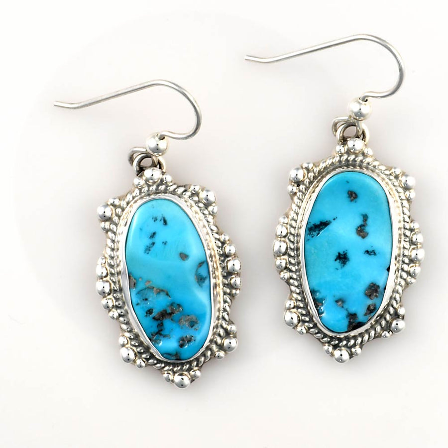 Handmade Sterling Silver Kingman Turquoise Dangle Earrings