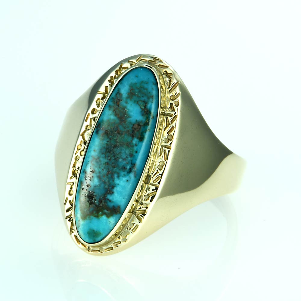 14kt Gold Turquoise Men's Ring