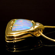 14kt Yellow Gold Natural Brazilian Opal Diamond Pendant