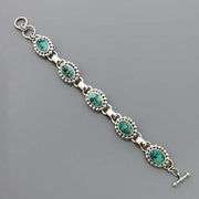 Adjustable Handmade Sterling Silver Turquoise Link Bracelet - DeSantis