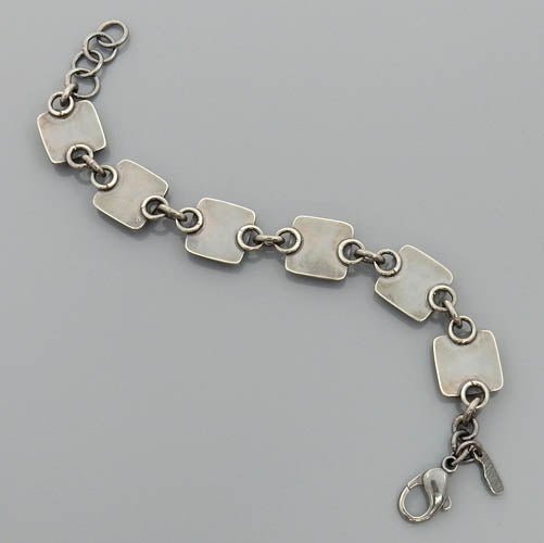 Adjustable Oxidized Sterling Silver Square Bubble Link Bracelet - DeSantis