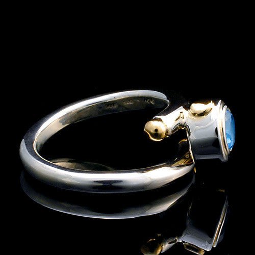 Adjustable Two Toned Silver and Gold Topaz Ring Size 7 - DeSantis