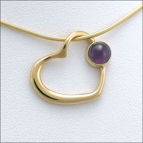 Amethyst 14kt Yellow Gold Floating Heart Pendant - DeSantis