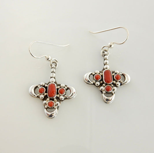 Artistic Sterling Silver Red Coral Earrings - DeSantis