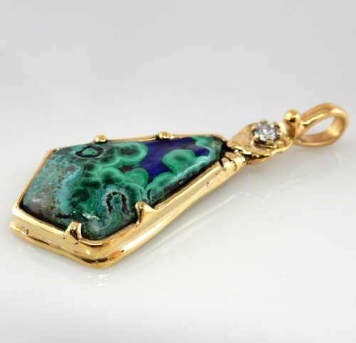 Azurmalachite Diamond 14kt Gold One - of - a - Kind Pendant - DeSantis