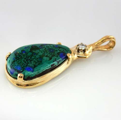 Azurmalachite Diamond 14kt Gold Pendant - DeSantis