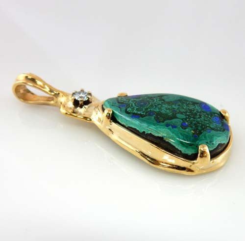 Azurmalachite Diamond 14kt Gold Pendant - DeSantis