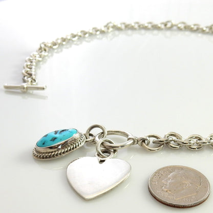 Beautiful 15.25" Inch Handmade Sterling Silver Blue Kingman Turquoise Necklace - DeSantis