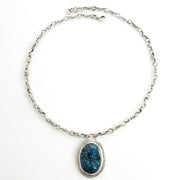 Beautiful 18" Inch Handmade Sterling Silver Blue Turquoise Adjustable Necklace - DeSantis