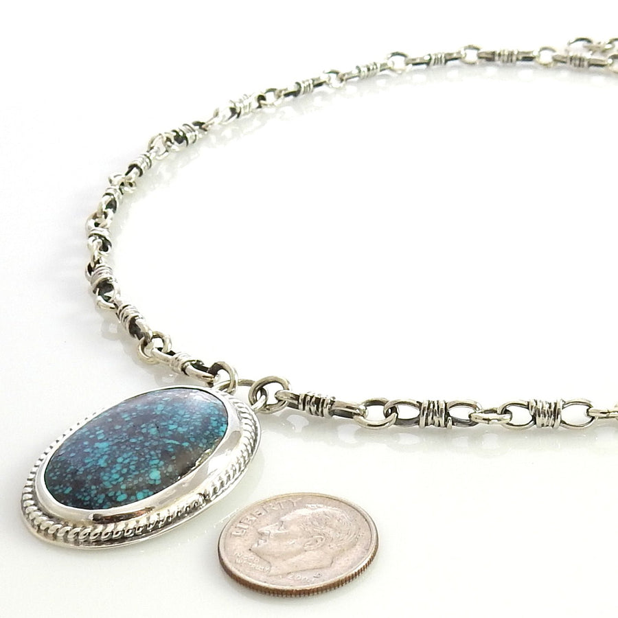 Beautiful 18" Inch Handmade Sterling Silver Blue Turquoise Adjustable Necklace - DeSantis