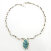 Beautiful Adjustable 19.5" Inch Handmade Sterling Silver Blue Natural Turquoise Necklace - DeSantis