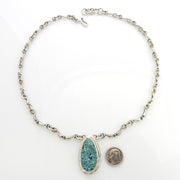 Beautiful Adjustable 19.5" Inch Handmade Sterling Silver Blue Natural Turquoise Necklace - DeSantis