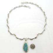 Beautiful Adjustable 20.5" Inch Handmade Sterling Silver Blue Natural Turquoise Necklace - DeSantis