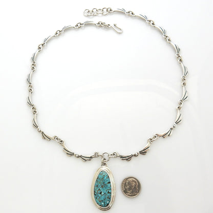 Beautiful Adjustable 20.5" Inch Handmade Sterling Silver Blue Natural Turquoise Necklace - DeSantis