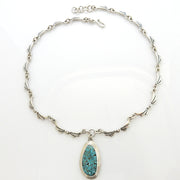 Beautiful Adjustable 20.5" Inch Handmade Sterling Silver Blue Natural Turquoise Necklace - DeSantis