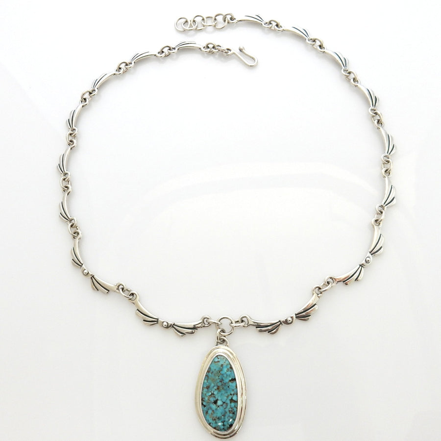 Beautiful Adjustable 20.5" Inch Handmade Sterling Silver Blue Natural Turquoise Necklace - DeSantis