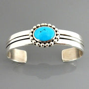 Beautiful handcrafted sleeping beauty turquoise sterling silver cuff bracelet - DeSantis