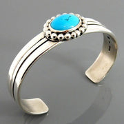 Beautiful handcrafted sleeping beauty turquoise sterling silver cuff bracelet - DeSantis