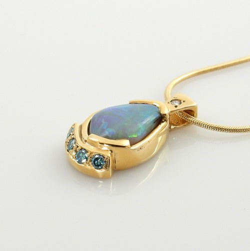 Beautiful Opal Diamond 14kt Gold Pendant - DeSantis