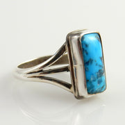 Beautiful unique natural turquoise .925 silver ring, blue turquoise ring, Handmade Sterling Silver Blue Kingman Turquoise Ring Size 7.5 - DeSantis