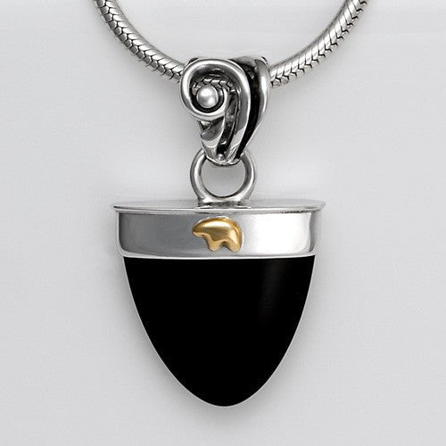 Black Onyx 14kt Gold Spirit Bear Silver Pendant - DeSantis