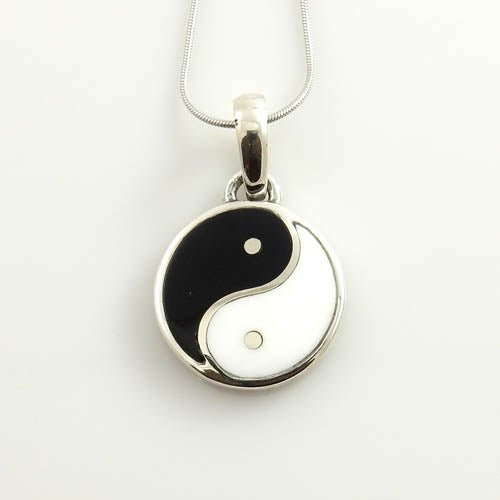 Black Onyx Howlite Silver Yin Yang Pendant - DeSantis