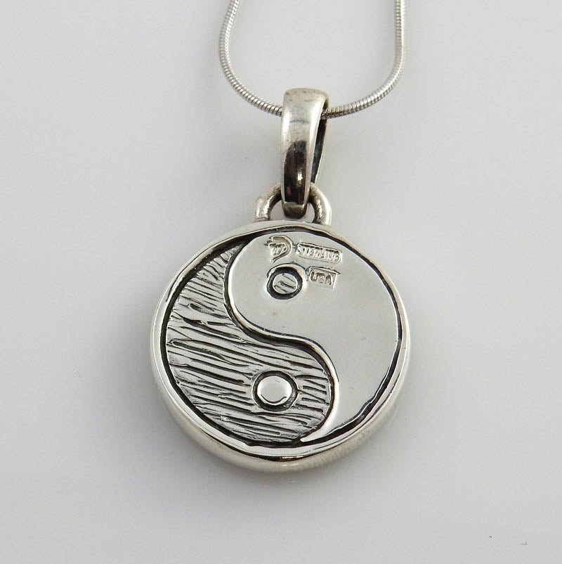 Black Onyx Mother of Pearl Silver Yin Yang Pendant - DeSantis