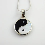 Black Onyx Mother of Pearl Silver Yin Yang Pendant - DeSantis