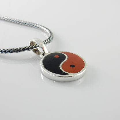 Black Onyx Red Jasper Silver Yin Yang Pendant - DeSantis